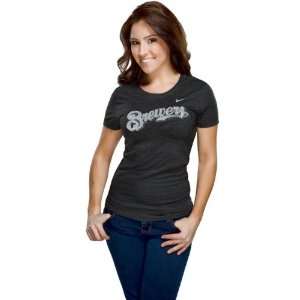  Milwaukee Brewers Womens Nike Charcoal Heather Blended T 