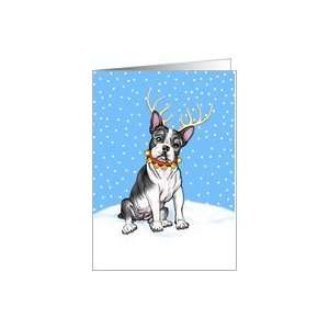  Boston Terrier Dog Christmas Boston Deer Card Health 