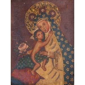  Madonna & Child Oil Painting Peru Cuzco 12x16 Icon Art: Home & Kitchen