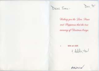 Vintage 1995 Kim Basinger Alec Baldwin Family Xmas Card SIGNED to John 