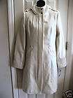 GUESS $158 hooded ivory off white gold button long wool coat L large 