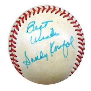  Autographed Sandy Koufax Ball   NL Feeney Best Wishes PSA 