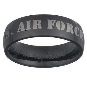   Force Black Stainless Steel Engraved Military Band, Size 5 Jewelry