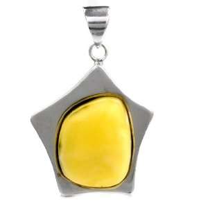   Amber and Sterling Silver Star Pendant: Ian and Valeri Co.: Jewelry