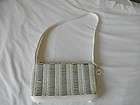 Monsac original shoulder bag purse white and blue leather EUC