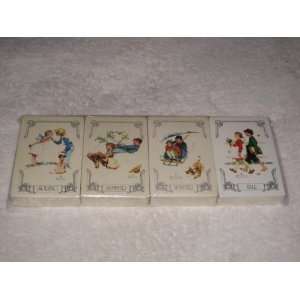  Vintage Playing Cards   Set 0f 4 Norman Rockwell   Spring 