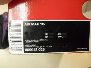 New Nike Air Max 95 Black Club Purple sz 11 DS Air Attack Pack Lilac 
