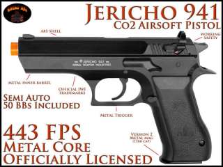   Licensed Jericho 941 CO2 Airsoft Hand Gun   Metal/ABS 443 FPS
