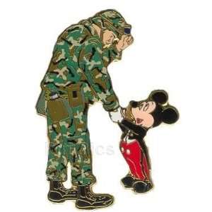  Disney Pin 19860 Mickey Shaking Hands with a Soldier 