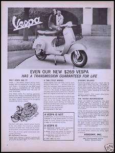 1964 Vintage Vespa Motor Scooter Ad Vescony Inc.  