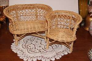 VINTAGE..ESTATE..2 PIECES..WICKER..COUCH & CHAIR.DOLL 