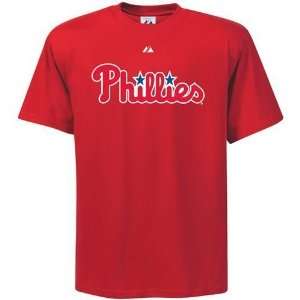  Philadelphia Phillies Wordmark Logo T Shirt (Red): Sports 
