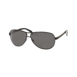 Prada Womens 56i Matt Black Frame/Grey Lens Metal Sunglasses