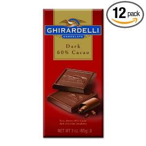 Ghirardelli Chocolate Dark 60% Cacao Chocolate Bar, 3 Ounce Bars (Pack 
