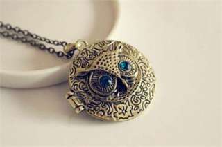 Cute Blue Eye Alloy Owl Round Retro Necklace x163 great gift  