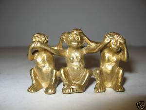Bronze See Speak Hear No Evil 3 Monkey Monkeys Statue  