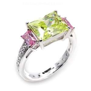  Sterling Silver Apple Yellow CZ Ring SZ 7: Jewelry