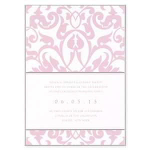  Rosy Pink Arabesques with Silver Layer Wedding Invitations 