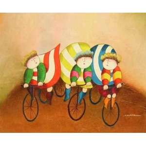 Riding Bikes Oil Painting on Canvas Hand Made Replica Finest Quality 