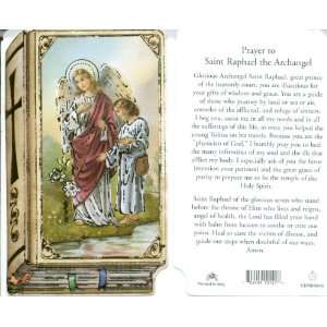 Saint Rafael/Raphael the Archangel Bible Shaped Gold Foiled Stamped 