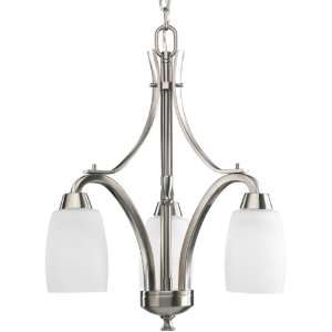   Glass and Arching Rectangular Arms with Strap Accents, Brushed Nickel