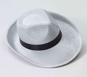 Velvet White Gangster Fedora Hat Costume Accessory NEW  