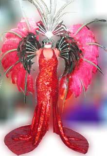 Da NeeNa C024 Vegas Ostrich Feather Burlesque Headdress Backpiece XS 
