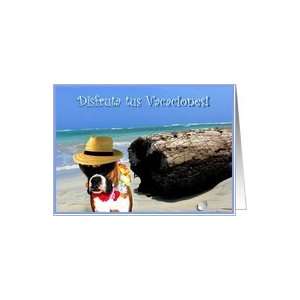  Disfruta tus vacaciones Boxer dog on Beach Card Health 