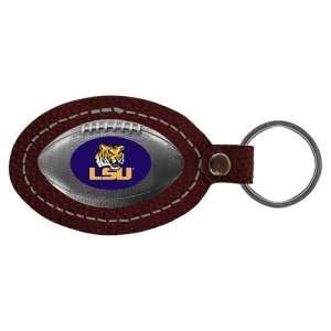  LSU Fighting Tigers NCAA Leather Football Key Tag: Sports 