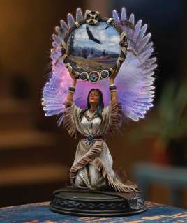   Fiber Optic Native American Angel Dream Catcher Figurine  