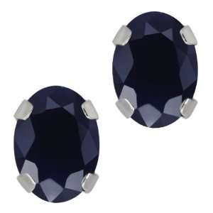  2.00 Ct Oval Blue Sapphire 14K White Gold 4 prong Stud 