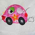 ON THE MOVE Girl Car Applique & Embroidered Quilt Block by Amy