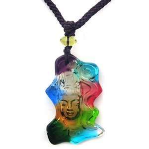  Liuli Colorful Abstract Goddess of Mercy Glass Pendant 