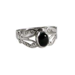   Openwork Black Onyx Sterling Silver Ring Artisan Made Jewelry