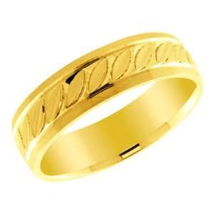  14K Yellow Gold Half Moon Pattern Ladies Wedding Band Ring 