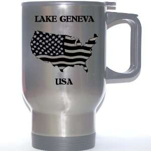  US Flag   Lake Geneva, Wisconsin (WI) Stainless Steel Mug 
