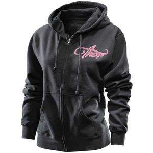  Thor Motocross Womens Rouge Zip Up Hoody   Small/Black 