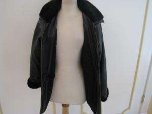 MARC NEW YORK black leather w/ faux fur jacket sz S  