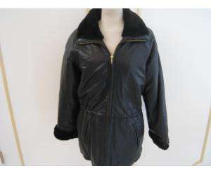 MARC NEW YORK black leather w/ faux fur jacket sz S  