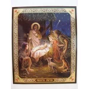 NATIVITY OF JESUE CHRIST, Christmas Christian Icon (Metallograph 