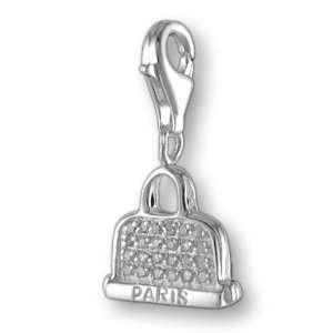   clip on pendant Paris handbag sterling silver 925 zirconia Jewelry