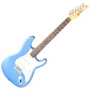   BLUE SOLID CLASSIC STRAT STYLE ELECTRIC GUITAR: Musical Instruments