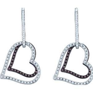 Dashing Heart Earrings Beautifully Crafted in 10K White Gold, Adorned 