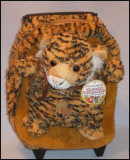 Kreative Kids Plush Animal Rolling Backpack Brown Tiger Trolley  