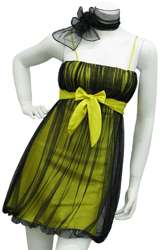 Jane USA Party Dresses 1015 Yellow with Black Mesh