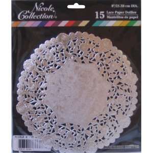 Doilies & Cardboard Trays  8 Lace Paper Doilies   Silver  