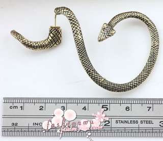 Old Bronze Plated Stylish Cute Snake Design For Pierced Ears Earrings 
