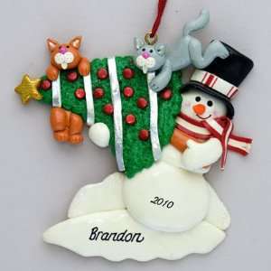  Cats on a Tree Personalized Christmas Ornament: Home 