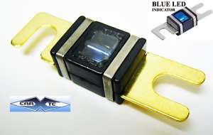 MINI ANL FUSE w/ Blue LED GOLD PLATED 80A 80 AMP  