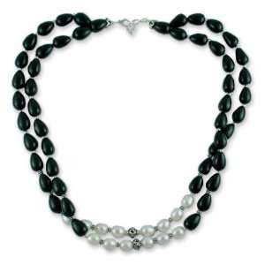  Pearl and onyx strand necklace, Majestic Union Jewelry